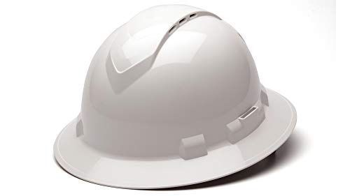 Pyramex Ridgeline Full Brim Hard Hat 4 Point Ratchet Vented White