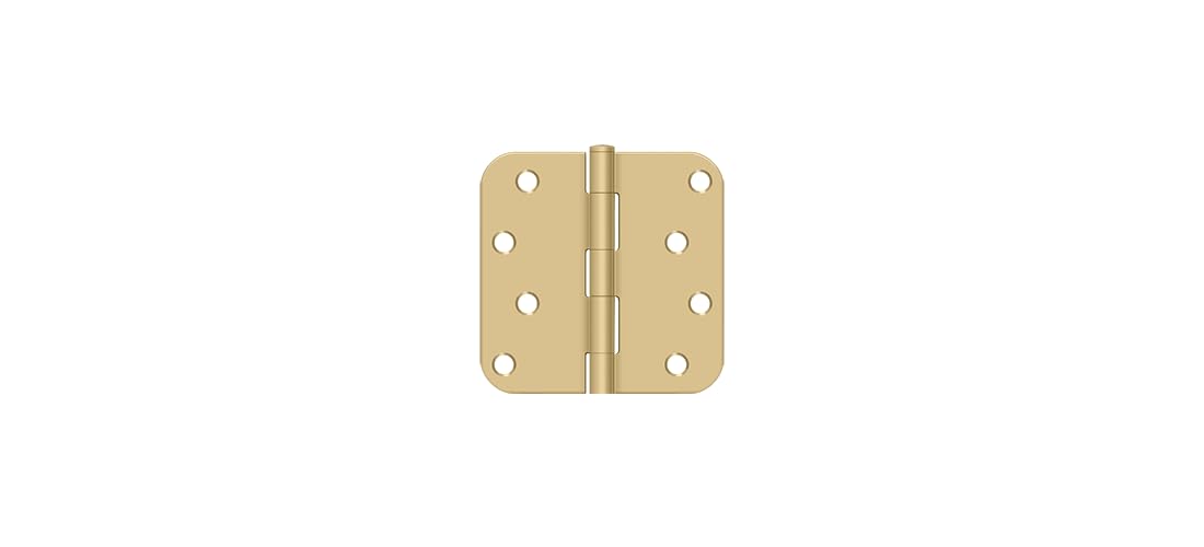 Deltana S44R5 4" x 4" Plain Bearing 5/8" Radius Corners Mortise Hinge - Pair - Brushed Brass