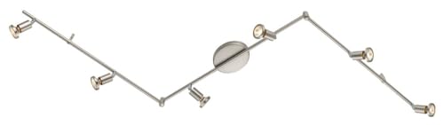 EGLO Buzz 74" Track Light 6-LED Dimmable Adjustable Wall and Ceiling Fixture for Kitchen Island, Hallway, and Dinning Room, Satin Nickel