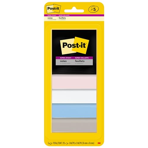 3M Post-it Super Sticky Notes 3x3in 5-Pack Simply Serene