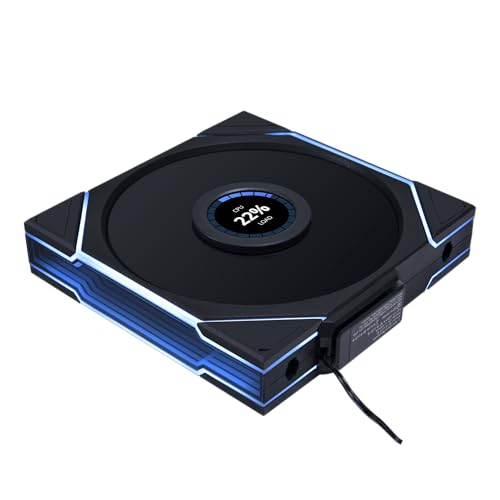 Lian Li UNI Fan TL LCD Wireless 140-Single Pack(Reverse Blade)-2.4 GHz Wireless Signal 140MM ARGB Fan-Infinity Mirror-Daisy-Chain-Lighting Effects-Controller NOT Included&Required-Black (14RTLLCD1W1B)