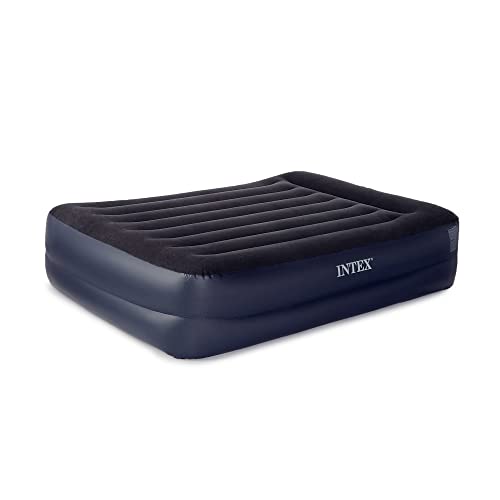 Intex Air Mattress, 64123ED Dura-Beam Plus Pillow Rest Fiber-Tech – Queen Size – Built-in Electric Pump – 16.5in Bed Height – 600lb Weight Capacity