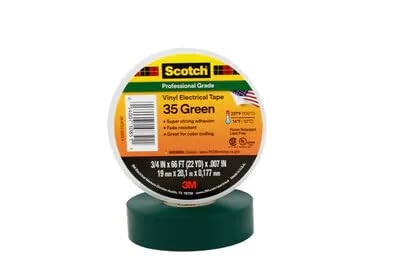 3M Vinyl Electrical Tape 35, 3/4 in x 66 ft, Green, 5 Rolls