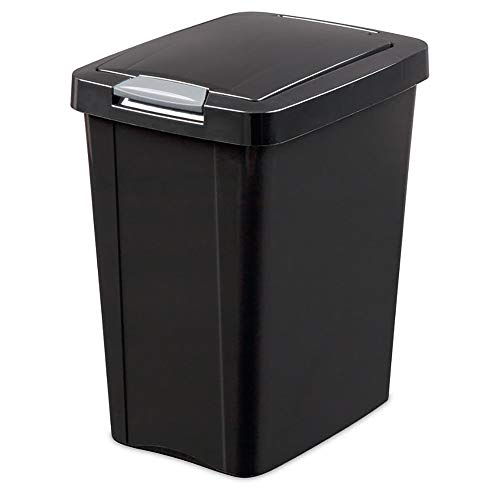 Sterilite 10439004 7.5 Gallon Black Plastic TouchTop Wastebasket