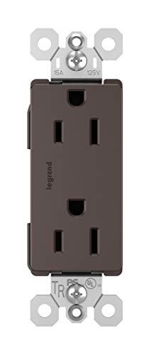 Legrand radiant 885TRDBCC12 15 Amp Tamper Resistant Decorator Duplex Outlet, Side Wire or Push Wire, Dark Bronze (1 Count)
