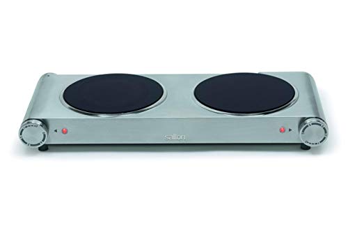 Salton HP1269, Infrared Portable Double Electric Cooktop, 7.4 inch, Stainless Steel
