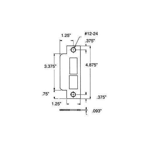 Baldwin 6340 Latch and Deadbolt Straight Lip Entrance Mortise Strike with 1-1/2", Lifetime Polished Brass