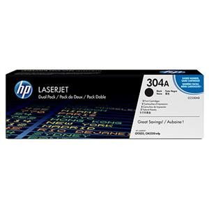 HP Original 304A Black Toner Cartridges (2-pack) | Works with Color LaserJet CM2320 MFP, Color LaserJet CP2025 Series | CC530AD