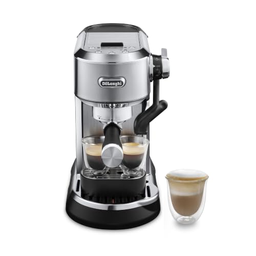 De'Longhi Dedica Maestro Plus Espresso Machine, Automatic Steam Wand, 3 Coffee Temp & Milk Foam Settings, 54oz Removable Tank, Easy-to-Clean Dishwasher-Safe Parts, Compact Stainless Steel Design