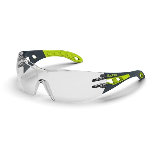 HexArmor MX200 Clear Safety Glasses for Men and Women | Anti-Fog | Scratch Resistant Wrap Around Lenses | Rimless Safety Glasses | Metal-Free | Certified ANSI Z87 | 100% UV Protected Eyewear