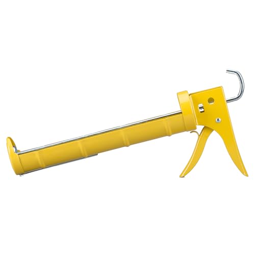 Dripless CR400 Contractor Cradle Frame Ratchet Drive Caulk Gun - 29 oz Cartridge Capacity - Caulking Gun with Machined Ratchet Teeth - Ladder Hook, Seal Punch and Cutter Built in - Contractor Grade