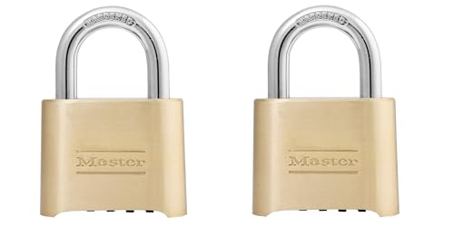 Master Lock Brass Combination Padlock for Indoor and Outdoor use with Resettable Combination for Gym Locker, Gate, Fence, or Shed Lock, 175D (Pack of 2)