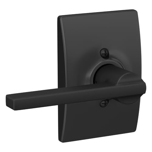 Schlage F170 LAT 622 CEN Latitude Door Lever with Century Trim, One Sided Non-Turning Dummy Door Handle, Matte Black
