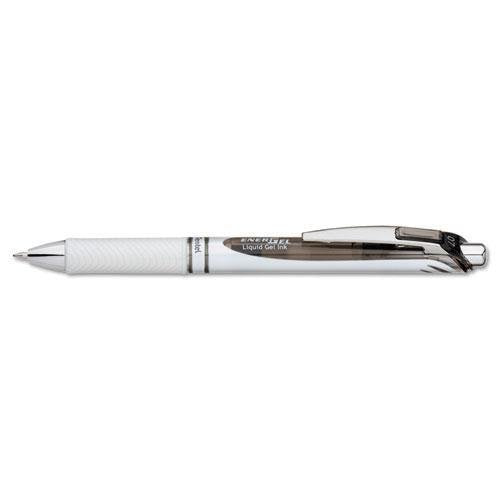 Pentel Energel Rtx Gel Pen, Retractable, Medium 0.7 Mm, Black Ink, White/black Barrel