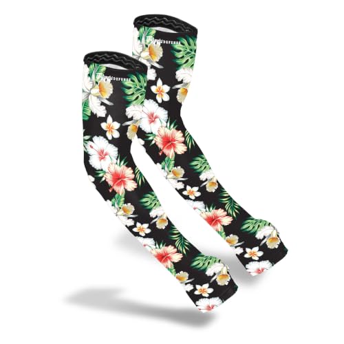 FARMER'S DEFENSE Sleeves | UV Cooling Sleeves for Sun Protection | Premium Anti-Scratch Arm Guard Sleeve for Skin - for Gardening Harvesting Sports Outdoors | Unisex |Tropical Flowers - S/M