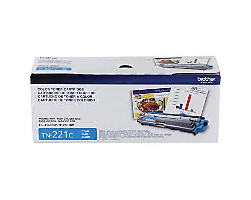 Brother Genuine Standard Yield Toner Cartridge, TN221C, Replacement Cyan Color Toner, Page Yield Up To 1,400 Pages, Amazon Dash Replenishment Cartridge, TN221