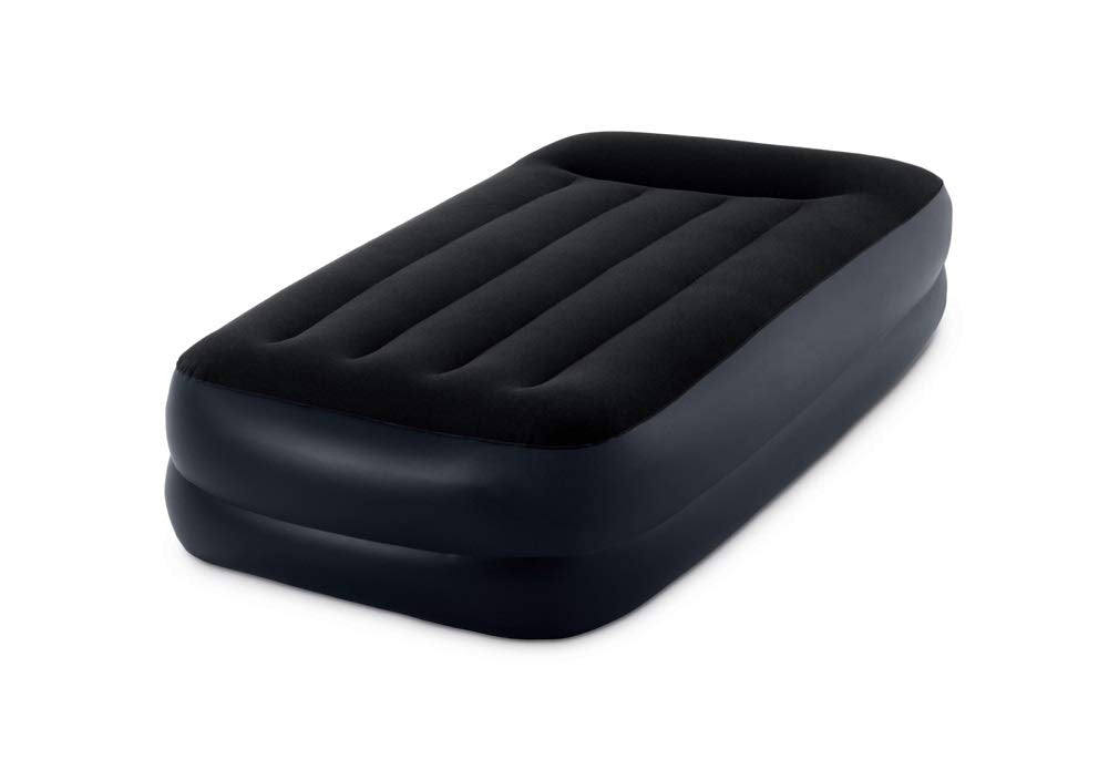 Intex Dura-Beam Standard Series Pillow Rest Raised Airbed w/Built-in Pillow & Electric Pump, Bed Height 16.5", Twin
