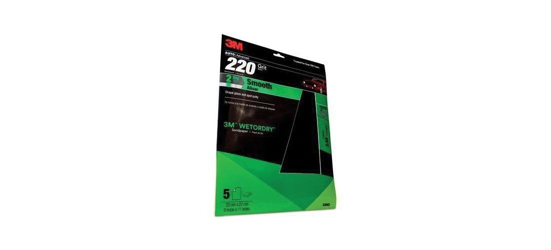 3M Wetordry Sandpaper 220 Grit 9x11in 5-Pack