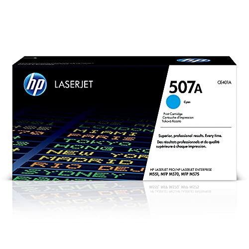HP 507A Cyan Toner Cartridge | Works with HP LaserJet Enterprise 500 color M551, MPF M575, MPF M570 Series | ACE401A