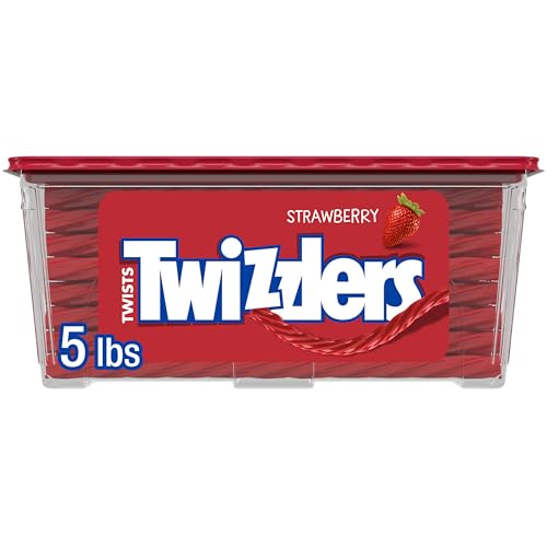 TWIZZLERS Twists Strawberry Flavored Licorice Style, Chewy Candy Tub, 5 lb