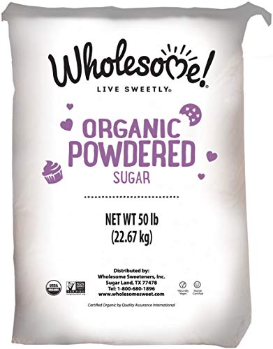 Wholesome Fair Trade Organic Powdered Sugar, Naturally Flavored Real Sugar, Non GMO & Gluten Free, 50 Pound (Pack of 1), (Packaging May Vary)