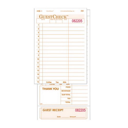 National Checking 2-Part Guest Check 9x4.25in