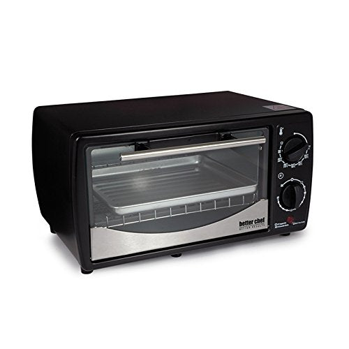 Better Chef Basic Toaster Oven | 4-Slice | 60-Minute Timer | Slide Out Rack | Bake Tray | Broil (Black)
