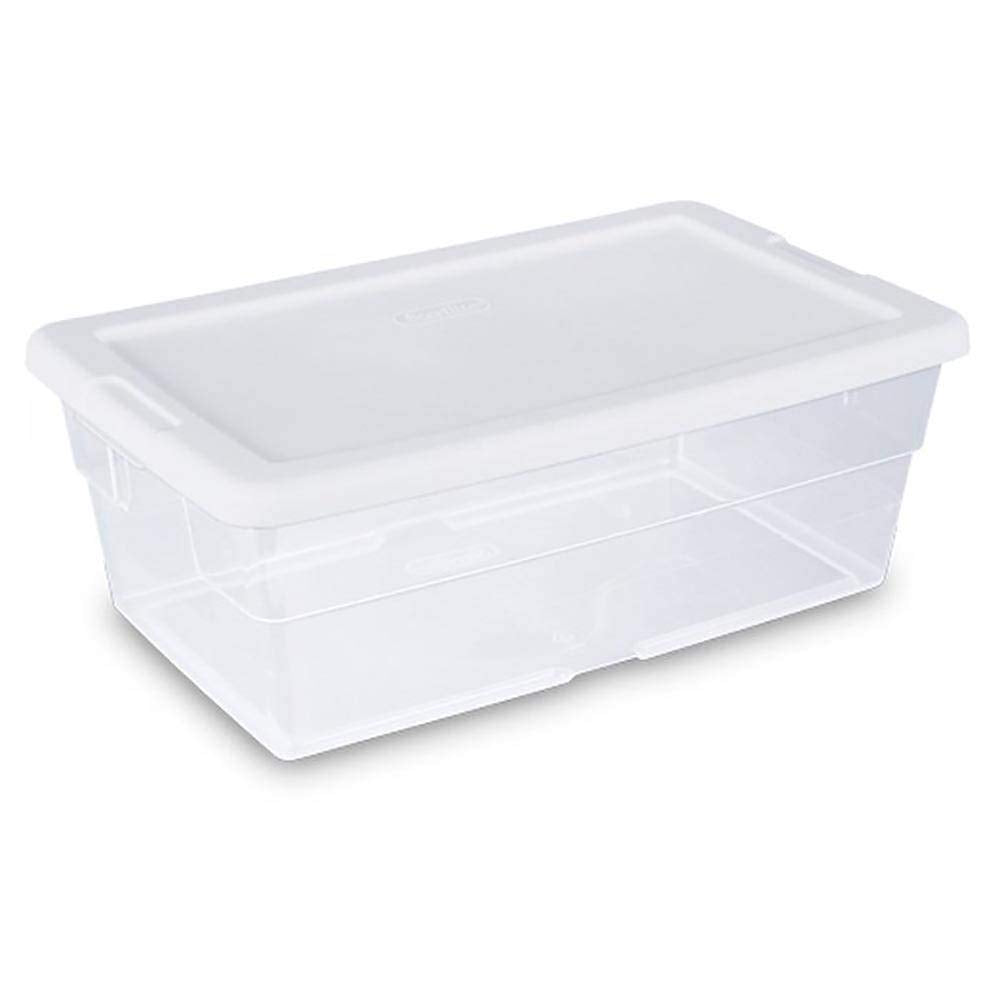 Sterilite 6 Qt Stackable Storage Box, Clear/White Lid, 1-Pack