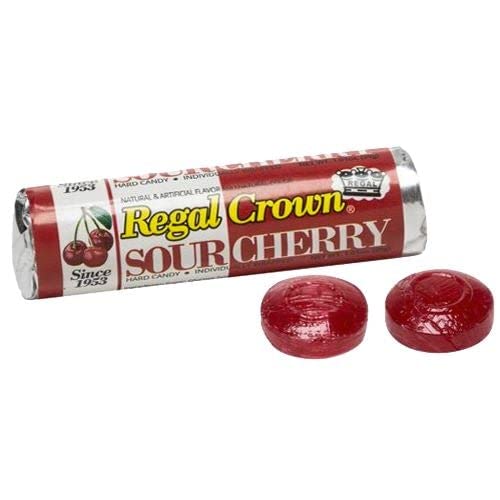 Regal Crown Sour Cherry Hard Candy 1.01oz Roll 24-Pack