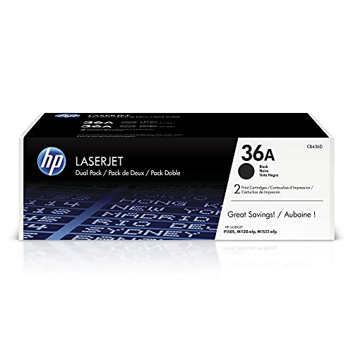 HP 36A (CB436D) Black Original LaserJet Toner Cartridges, 2 pack