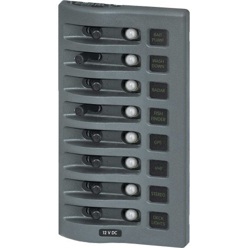 Blue Sea WeatherDeck Circuit Breaker Panel 4378 8-Position Grey