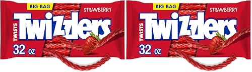 TWIZZLERS Twists Strawberry Flavored Licorice Style, Easter Candy Big Bag, 32 oz (Pack of 2)