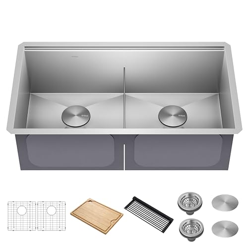 Kraus KWU112-33 Kore Undermount Double Bowl Sink 33 in
