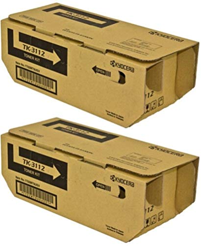Kyocera 1T02MT0US0 Model TK-3112 Black Toner Cartridge (Pack of 2), Compatible with FS-4100DN Laser Printer, Includes Waste Toner Container