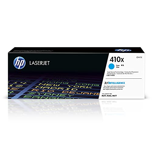 HP 410X Cyan High-yield Toner Cartridge for HP Printers | Works with Color LaserJet Pro M452 Series; Color LaserJet Pro MFP M377, M477 Series | CF411X