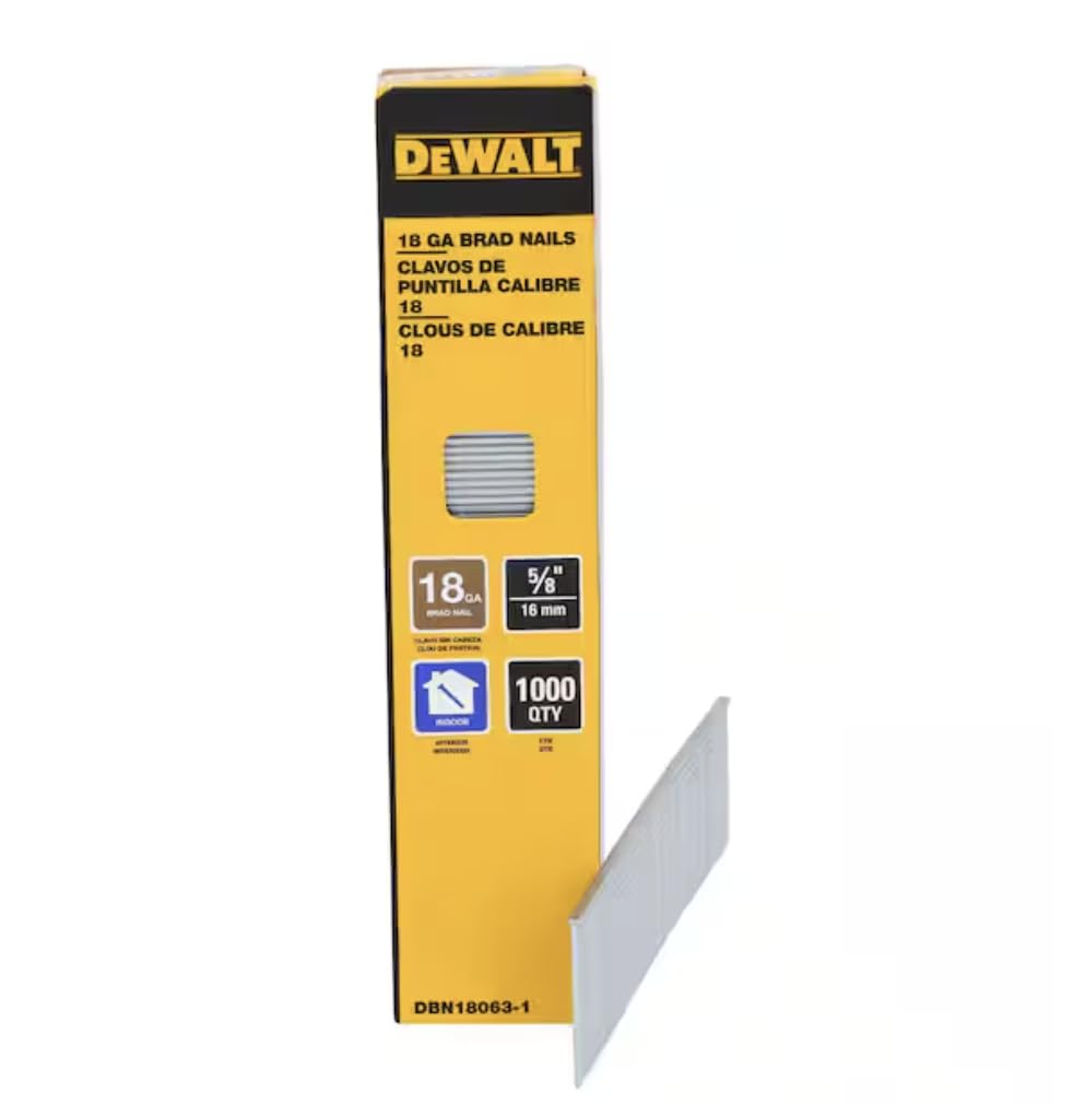 DEWALT 18GA Brad Nails 5/8in 1000-Pack