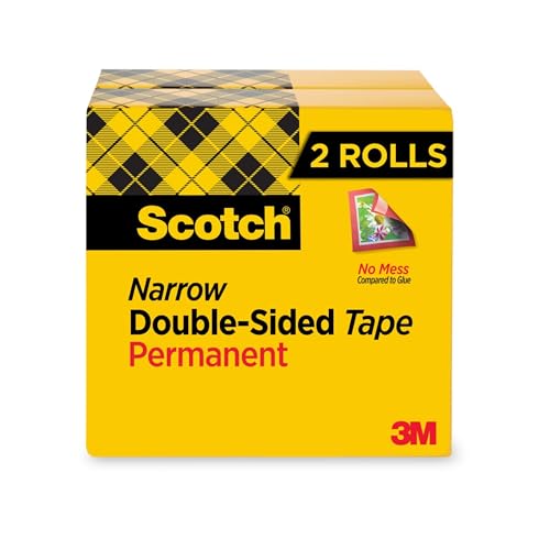 Scotch 665 Double-Sided Office Tape, 1/2 Inch x 900 Inches, 1-Inch Core, Clear, 8 Rolls