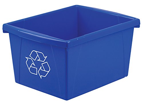 Storex 4 Gallon (15L) Recycle Bin, 14.8 x 7.87 x 11.25 Inches, Blue (61505A06C)