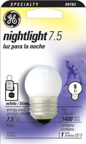 GE Lighting 570958 41267 7.5-Watt Nightlight, Soft, S11 1CD Light, 1 Count (Pack of 1), White Bulbs