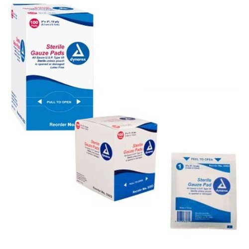 Gauze Pads Sterile Singles 3"x3" 12 Ply - Dynarex 3353