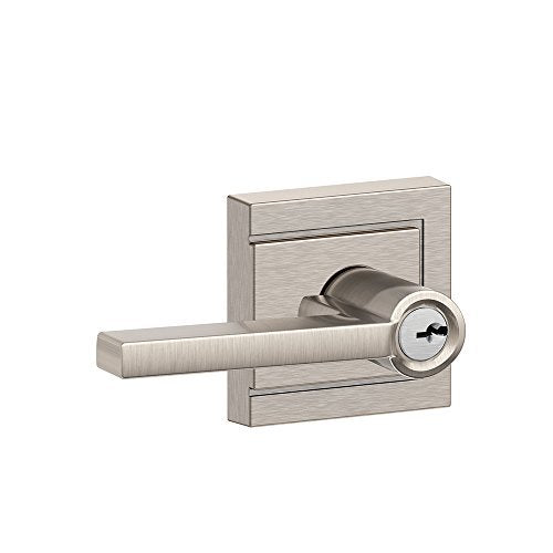 Schlage Latitude F51A Keyed Entry Lever, Satin Nickel