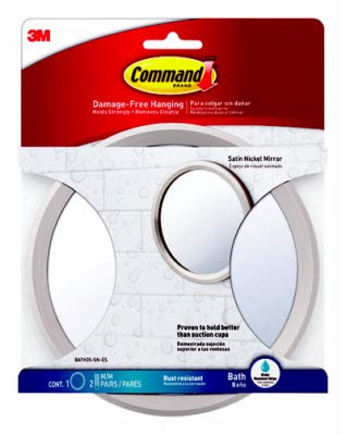 Command Bath Mirror, 2-Pack of 1 Mirror and 2 Water-Resistant Strips, Damage Free Bathroom Organization