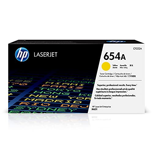 HP 654A Yellow Toner Cartridge | Works with HP Color LaserJet Enterprise M651 Series | CF332A
