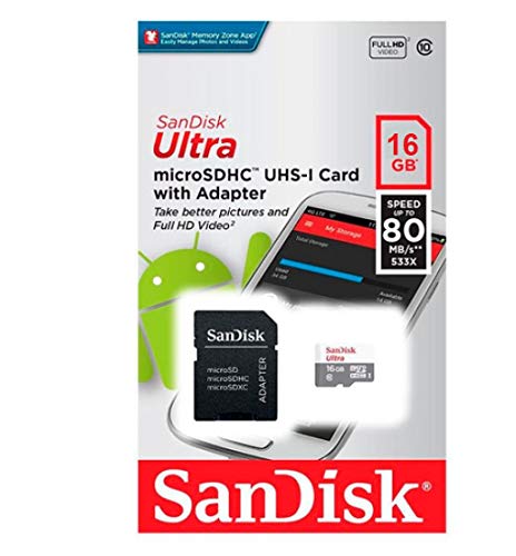 SanDisk Ultra 16GB MicroSDHC UHS-I Card SDSQUNS-016G-GN3MA