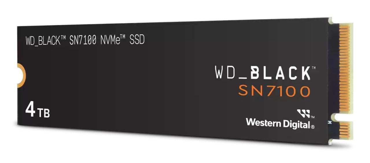 WD_Black SN7100 4TB NVMe SSD - Gen4 PCIe, M.2 2280, Up to 7,000 MB/s Read Speed, Up to 6,700 MB/s Write Speed, Next Gen TLC 3D NAND, for Laptops, Handheld Gaming Devices - WDS400T4X0E