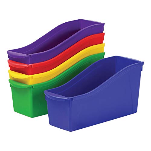 Storex Interlocking Book Bins 5-Color Set 4 3/4 x 12 5/8 x 7