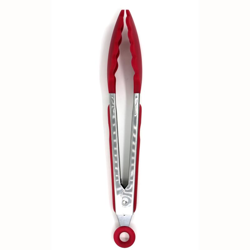 Danesco Silicone 9" Locking Tongs - Red