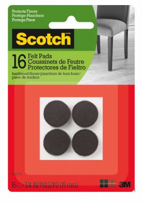 16CT 3/4" BRN Felt Pads