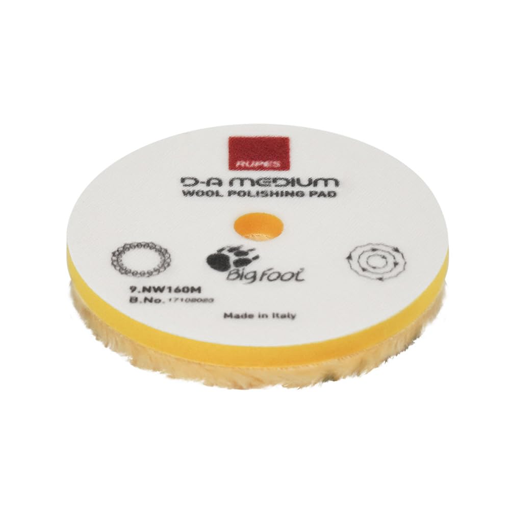 9.NW160M Yellow Wool Polishing Pad, Precision Pro Medium - Ø 160mm Single Pad