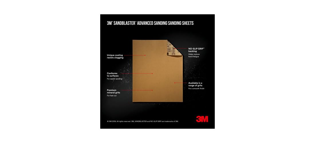 3M SandBlaster 9 in. L x 3-2/3 in. W 80 Grit Coarse Ceramic Sandpaper 6 pk